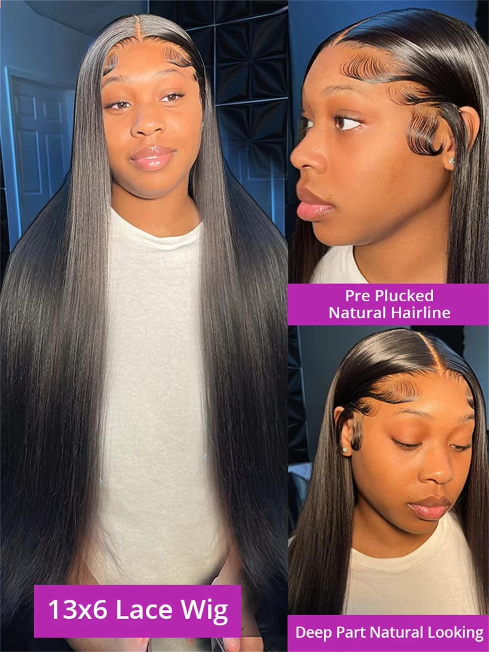 36 40 Inch 220% 13x4 HD Bone Straight Lace Front Human Hair Wigs Transparent Lace Frontal Wig Glueless Ready To Wear Synthetic For Women