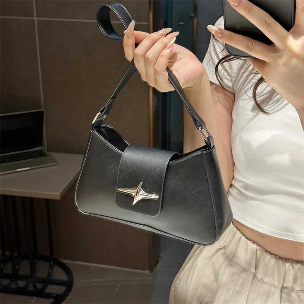 Shoulder Bag for Women Leather Black Hobo Handbags Y2K Purses Clutch Bag Retro Underarm Purse XJ250610
