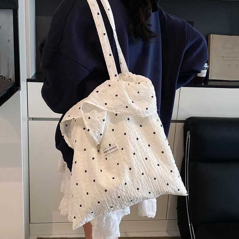 All-match Wave Point Chiffon Shoulder Bag Large Capacity Fairy Mesh Handbag Commuting Bag Korean Style Tote Bag Women XJ250610