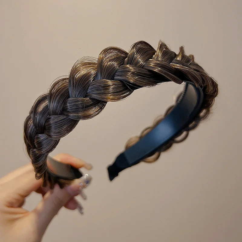 Lazy Wig Twist Headbands For Women Wide Fishbone Braids Hairbands Handmade Retro Head Hoop Hair Styling Headwear Accessories 250610