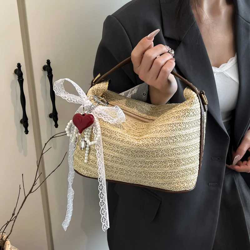 Woven Crossbody Bags Beach Tote Handbag Straw Shoulder Boho Bags Chic Handheld Underarm Pouch Crochet Travel Vacation Bucket Bag XJ250610