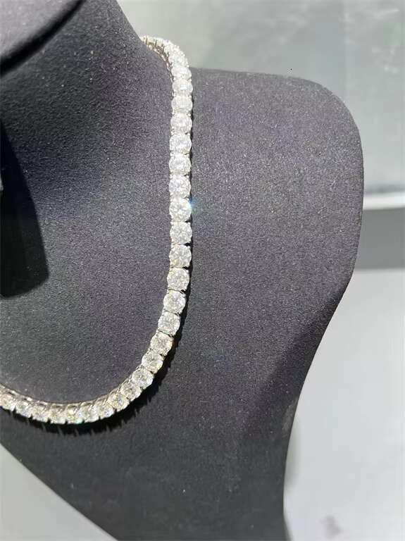 OACOCA Luxury 925 Sterling Silver Tennis Chain VVS Moissanite 5mm 14 Inches Necklace with Diamond Silver Plated Jewelry