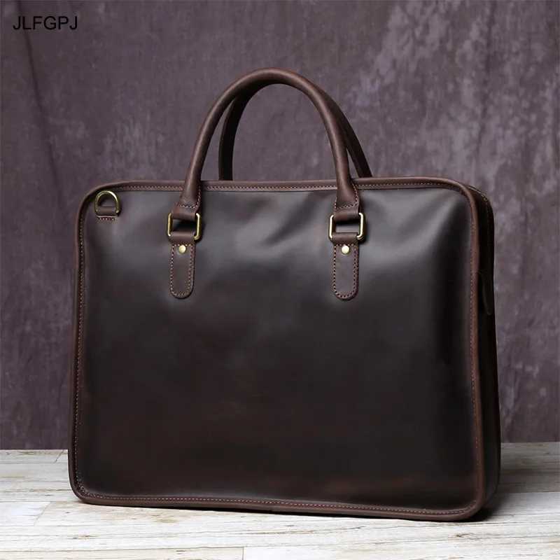 New Leather Mens Business Leisure Handbag With Cowhide Horizontal Style And Large Capacity Single-Shoulder Messenger Briefcase W250610