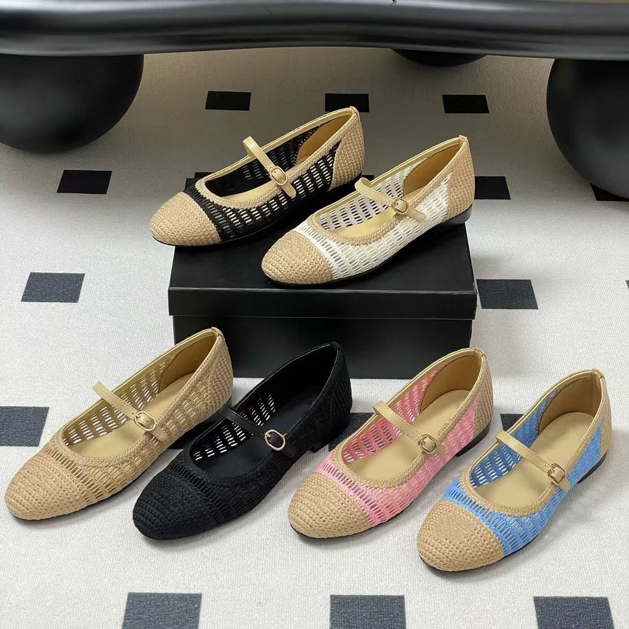 Women's Luxury Designer New heels Ballet Flat Loafers Factory Footwear Genuine Leather Bowtie Embellished With Round ToesFlat HeelsIdeal as Dress Casual Mesh shoes