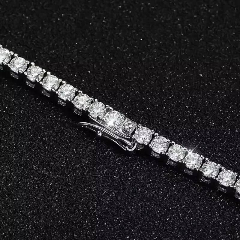 BXINY GRA Certified 3/4/5mm Moissanite Tennis Necklace S Sier Sparkling Lab Dia for Women Men Hiphop Party Gift Jewelry