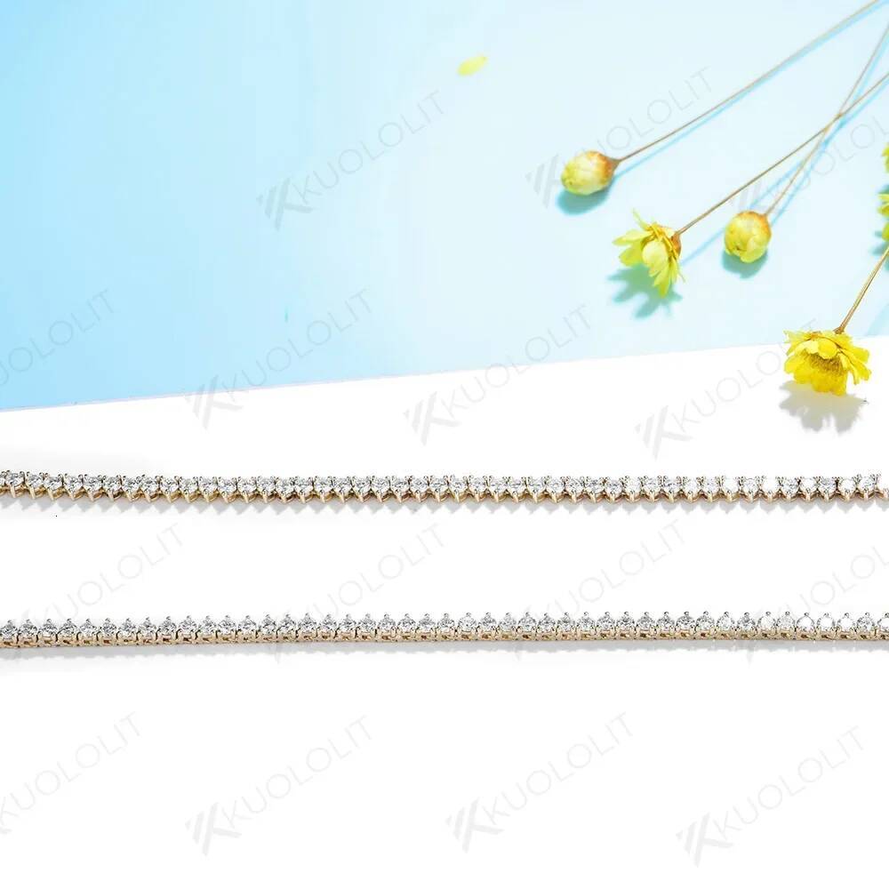 Kuololit 5.25CTW Moissanite Tennis Necklaces Women Men Solid 14K 10K Gold Sier Chain for Engagement Party Christmas