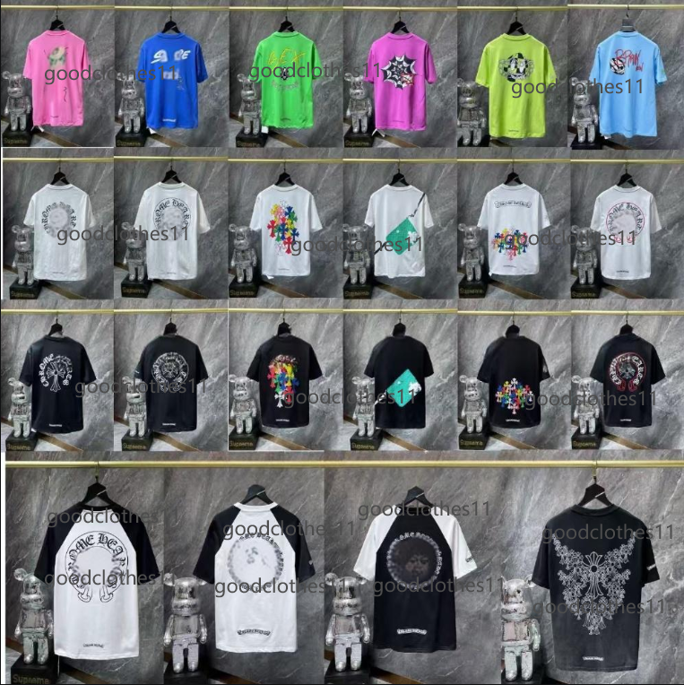 Chrome shirt Mens T Shirts Designer Fashion Brand Shirt High Quality Brand Short Sleeves Tops T Shirts Casual Horseshoe Sanskrit Cross size s-2xl goodclothes11 a2