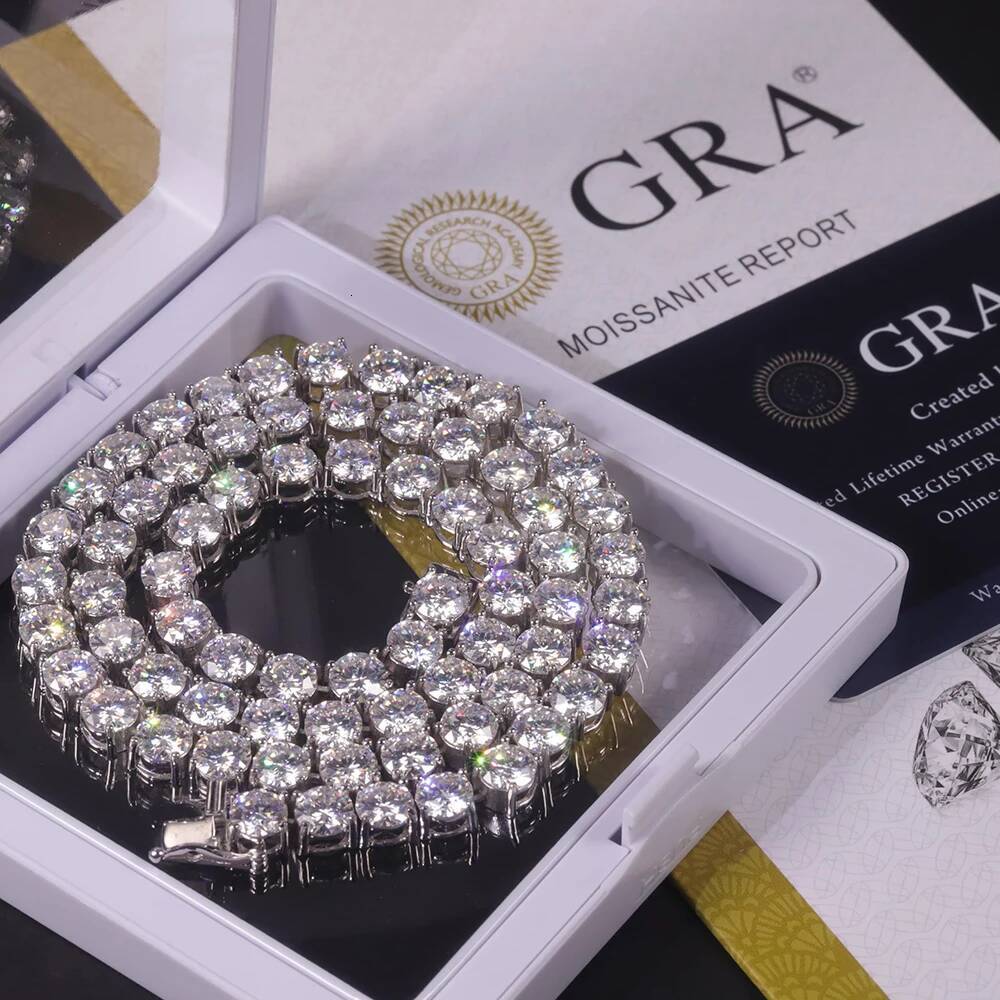 2.5-6.5mm Real Moissanite Tennis Necklace For Women Men D Color Lab Dia S Sier Neck Chain Jewelry With GRA Certificate