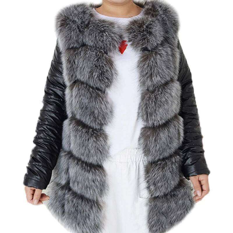 HJQJLJLS 2021 Winter Women Fashion Removable PU Sleeve Faux Coat Thick Warm Artifical Overcoat Female Fake Fur Jacket
