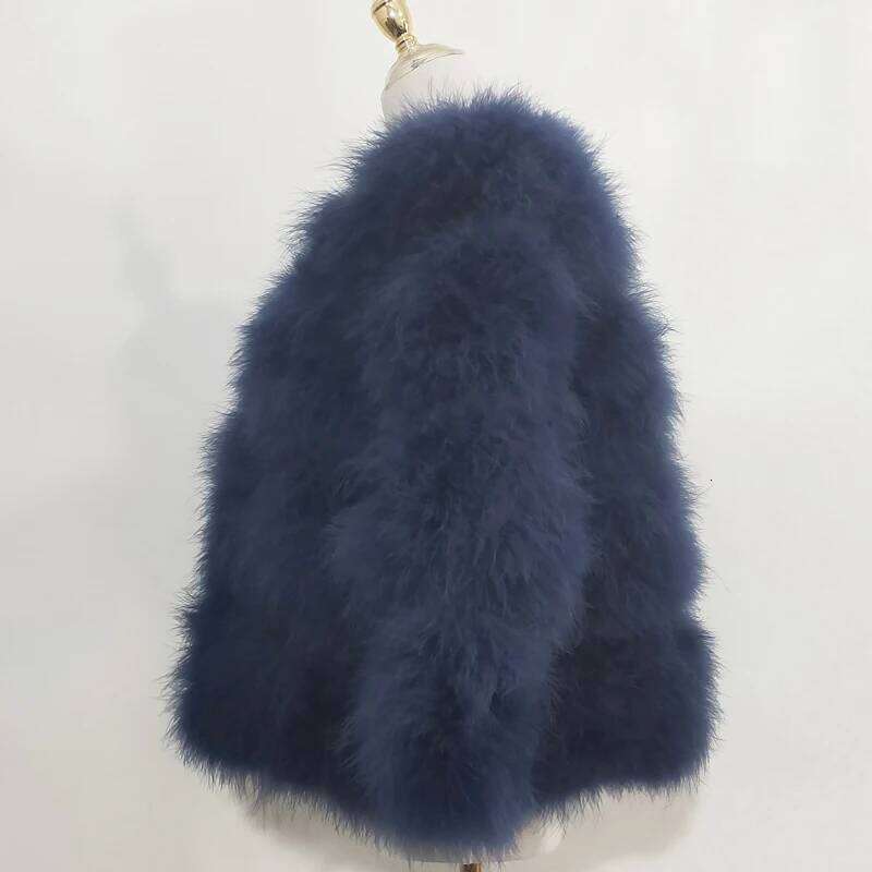 Newowlbie Sexy Ostrich Hair Turkey Fur Coat Plus Leather Women's Genuine Down Short Jacket Retail / Wholesale