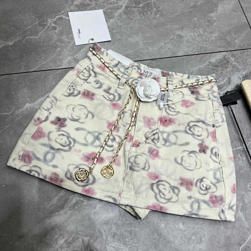 Luxury Skirts Designer Girls' Printed White High-Waisted Denim Skirt European Style Spring New Slimming Versatile A-Line For Woman Skirt T62E