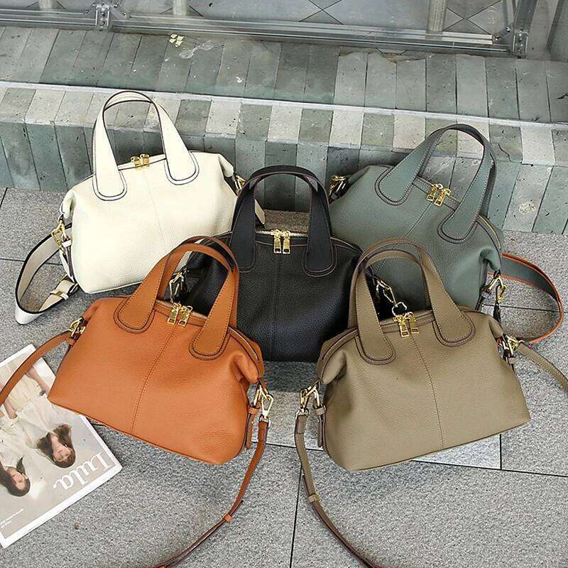 Hifashion 100% Cowhide Genuine Leather Handbags For Women 2025 Trend Designer Wide Strap Pillow Ladies Shoulder Crossbody Bags