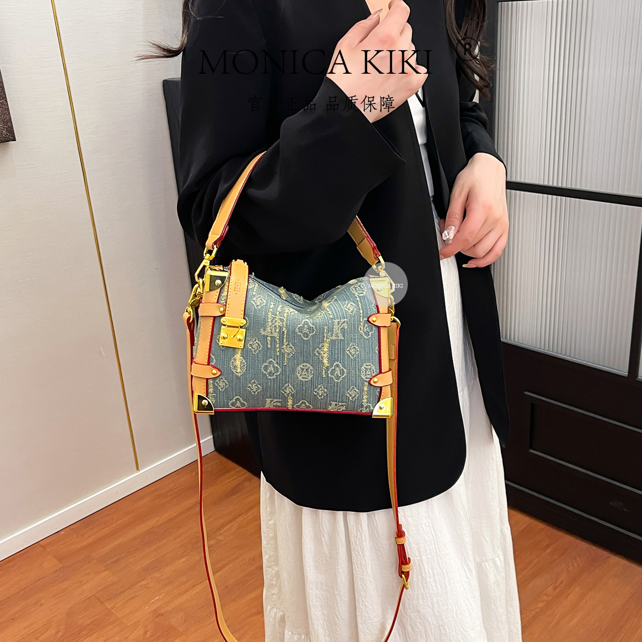 Free shipping designer Bag Light Luxury European and American Retro Canvas Denim Distressed Small Box Shoulder Bag Crossbody Bag Women Bag