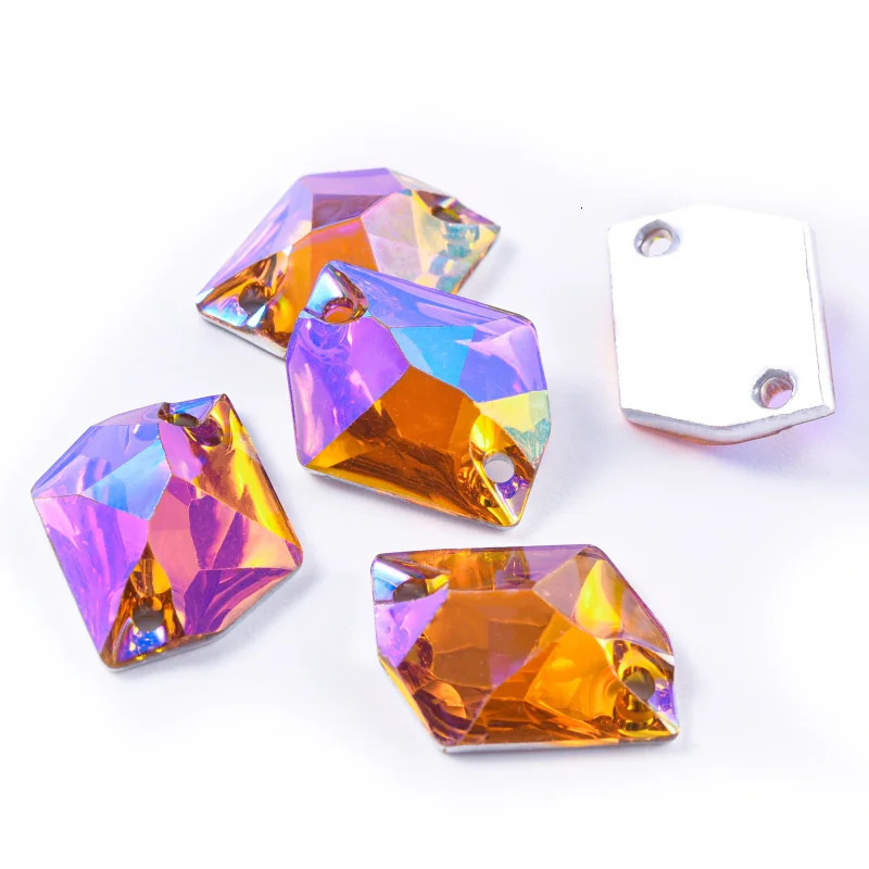 GemStone Resin 16x20mm 50pcs Sew On Cosmic Crystal AB Flatback Sewing s with 2 Holes Strass for Garments 250606