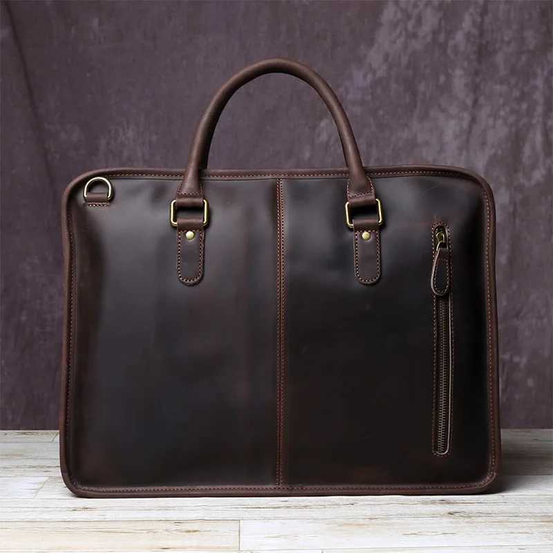 New Leather Mens Business Leisure Handbag With Cowhide Horizontal Style And Large Capacity Single-Shoulder Messenger Briefcase W250610