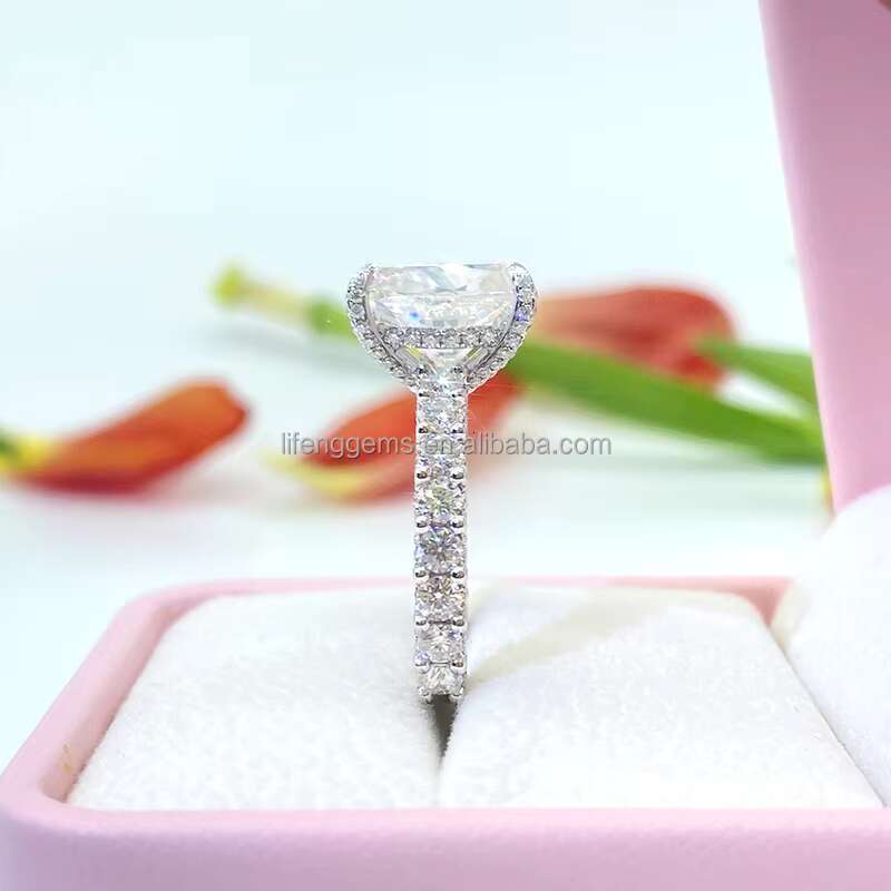 Factory Custom Moissanite Engagement Wedding Moissanite Ring 5ct 18k Gold Jewelry Cushion Cut Moissanite Fashion Jewelry Rings