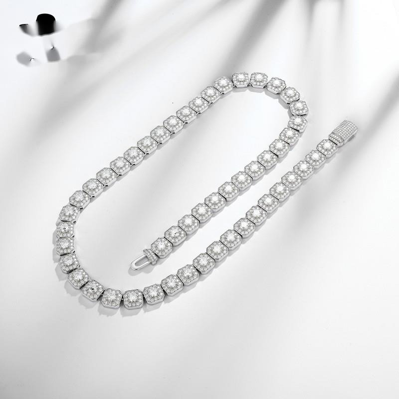 OACOCA Moissanite Chain Hip Hop Jewelry Rock Sugar Chain Moissanite Necklace 925 Silver Chain