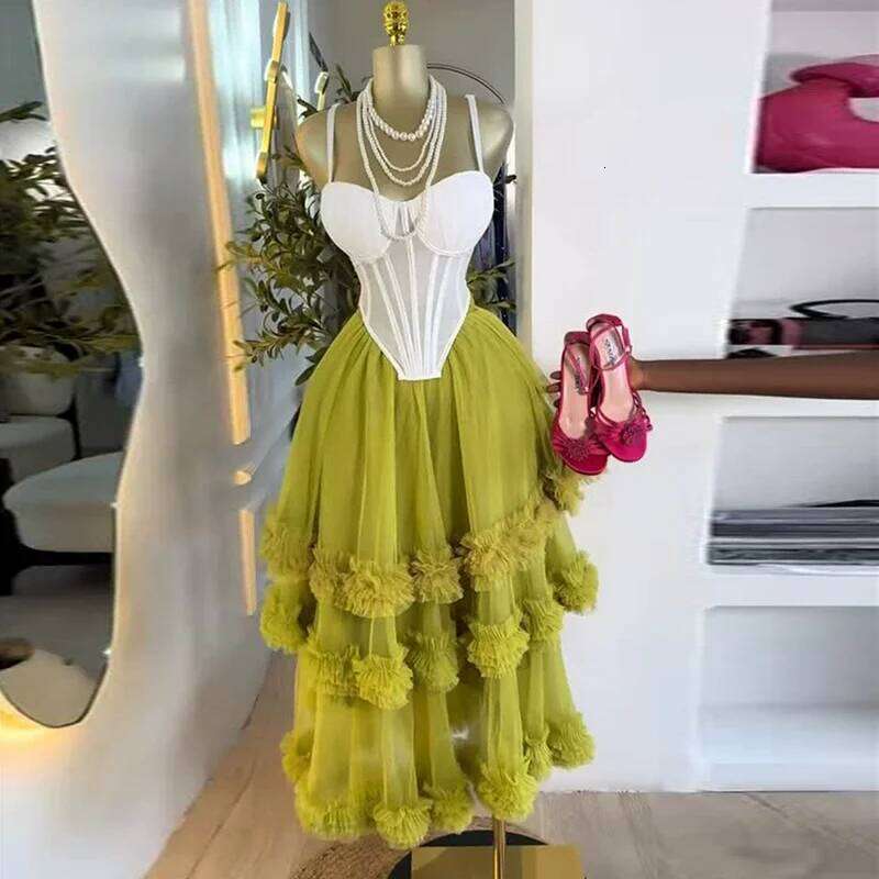 Cm.Yaya Women's Dress Sleeveless Strap Tops And Pleated Tiered Skirts Suit Elegant Vacation Birthday Two 2 Piece Set Outfits