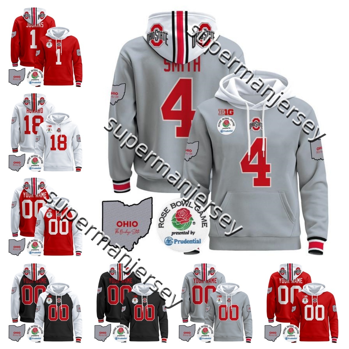 2025 College Football Jersey custom Ohio Buckeyes TreVeyon Henderson 32 Will Howard 18 Quinshon Judkins 1 Julian Sayin 10 Jeremiah Smith 4 Emeka Egbuka 2 Sawye hoodie