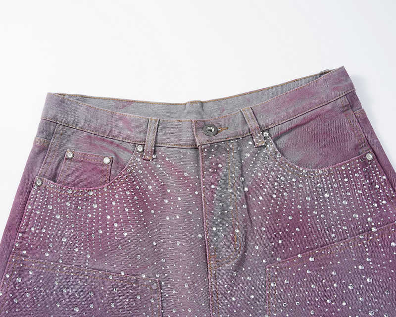 Harajuku Hip Hop Strtwear Y2K American trend Sequin Denim Shorts couples Jeans Baggy Denim Gym Shorts Casual new summerShorts X250403