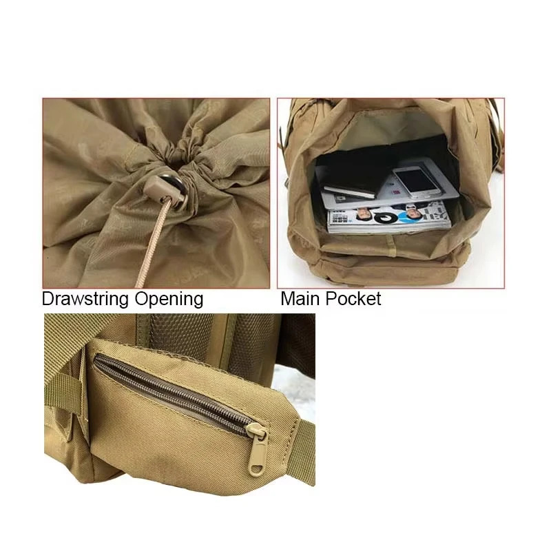 60L Men Military Bag Tactical Backpack Climbing Mountaineering Sport Outdoor Molle Bag for Men Luggage Camping Travel Rucksack 250610