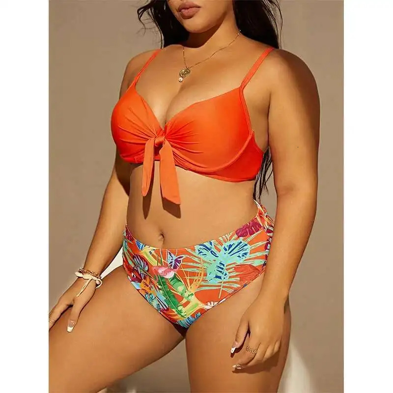 Large Size Split Swimsuit Womens Sexy Bikini Collection Gathers Backless High Waisted Vacation Style Women Y2k 250530