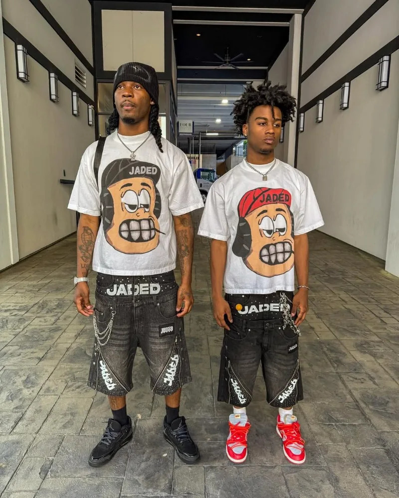 American fashion Gothic big head print oversized T-shirt mens Y2K streetwear loose Harajuku round neck short sleeved clothes 250611