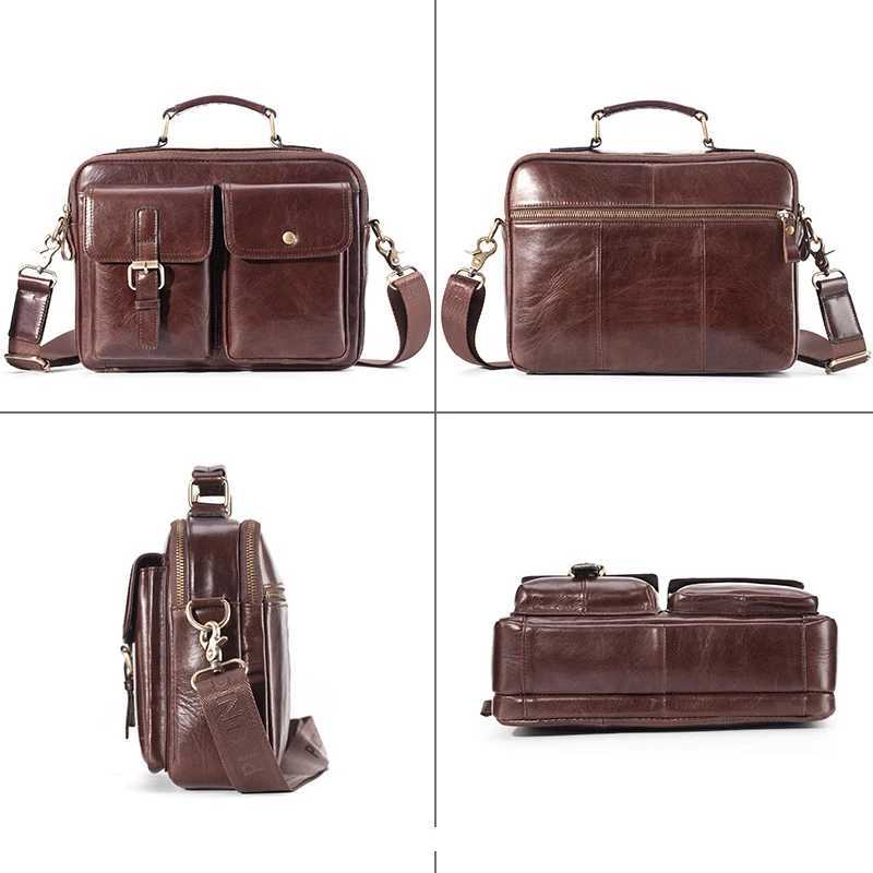 Brand New Cowhide Leather Messenger Bag Men Genuine Leather Handbag Male Travel Pad Shoulder Bag for Men Office Briefcase Totes W250610