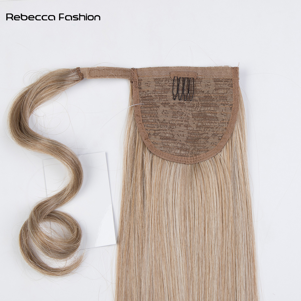 Rebecca Fashion Long Straight 32 Inch Wrap Around Clip In Ponytail Hair Heat Resistant Tail Synthetic Extensions