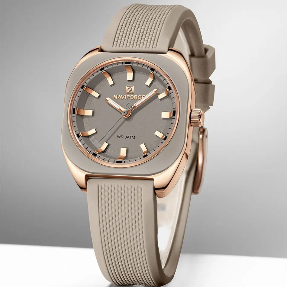 NAVIFORCE Fashion Womens Casual Elegant Simple Polygon Quartz Silicone Watch Gift for Women Wristwatch Casual Relogio Feminino 250606