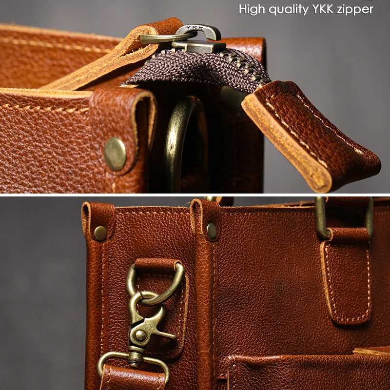 GURO Higher Quality Executive Briefcase Mens Genuine Leather Handbag Luxury Briefcase 14 Laptop Crossbody Vintage Shoulder Bag W250610