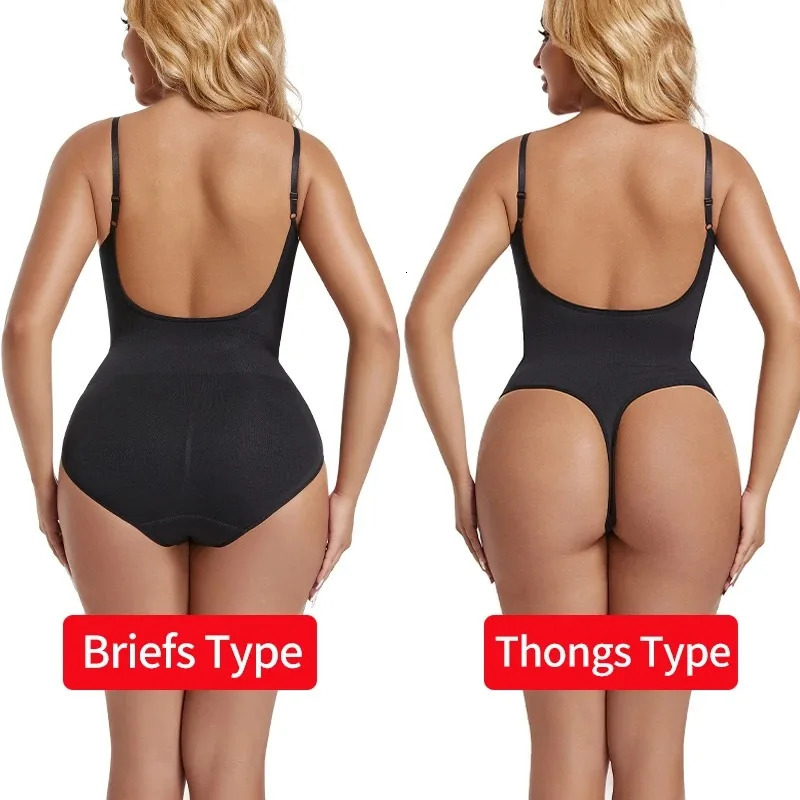 Womens Backless Bodysuits Seamless Sexy Shapewear Thong Butt Lifter Body Shaper Tummy Control Corset Slimming Camisole Tops 250610