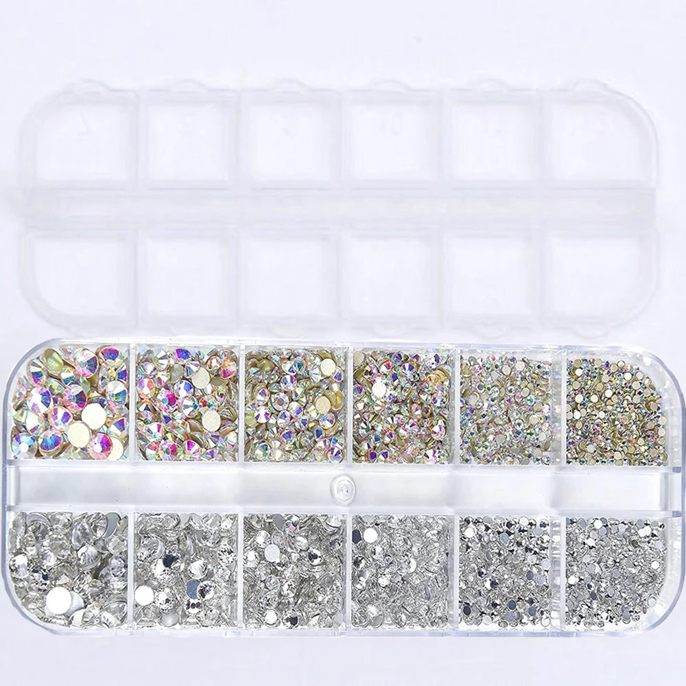 Nail Art s Kit 2400pcs Gems Ab Flatback Stones with Storage Organizer for n Bright Holiday 250606
