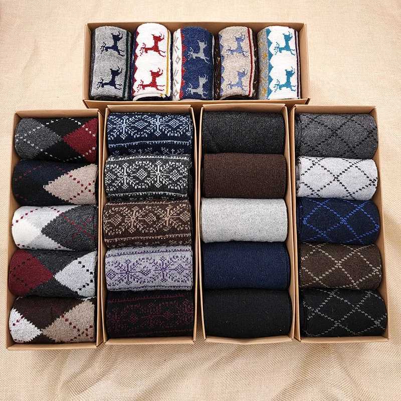 Box Gift Fashion High Quality 5 Pairs/lot Casual Cotton Male Boy Socks Business Keep Warm Mens Socks Z250610