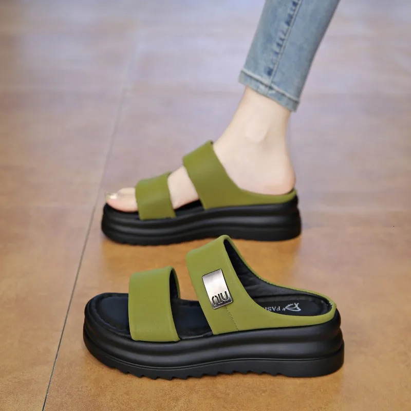 Womens Slippers Wedges Open Toe Outdoor Casual Slippers Round Toe Sandals Summer Outdoor Beach Shoes Fashion Pantuflas Mujer 250609