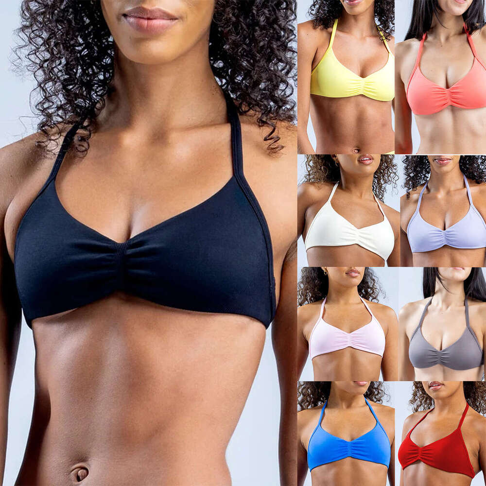 DHEssentials Womens Seamless Sports Bra Strappy Back High Elastic Yoga Workout Crop Top Activewear Fitness Bra