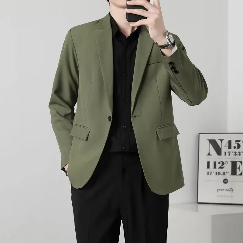Spring Autumn Mens Casual Suit Jacket Loose Fit Plus Size Business Wrinkle-Free Western Style Clothes Top For All Seasons 250611