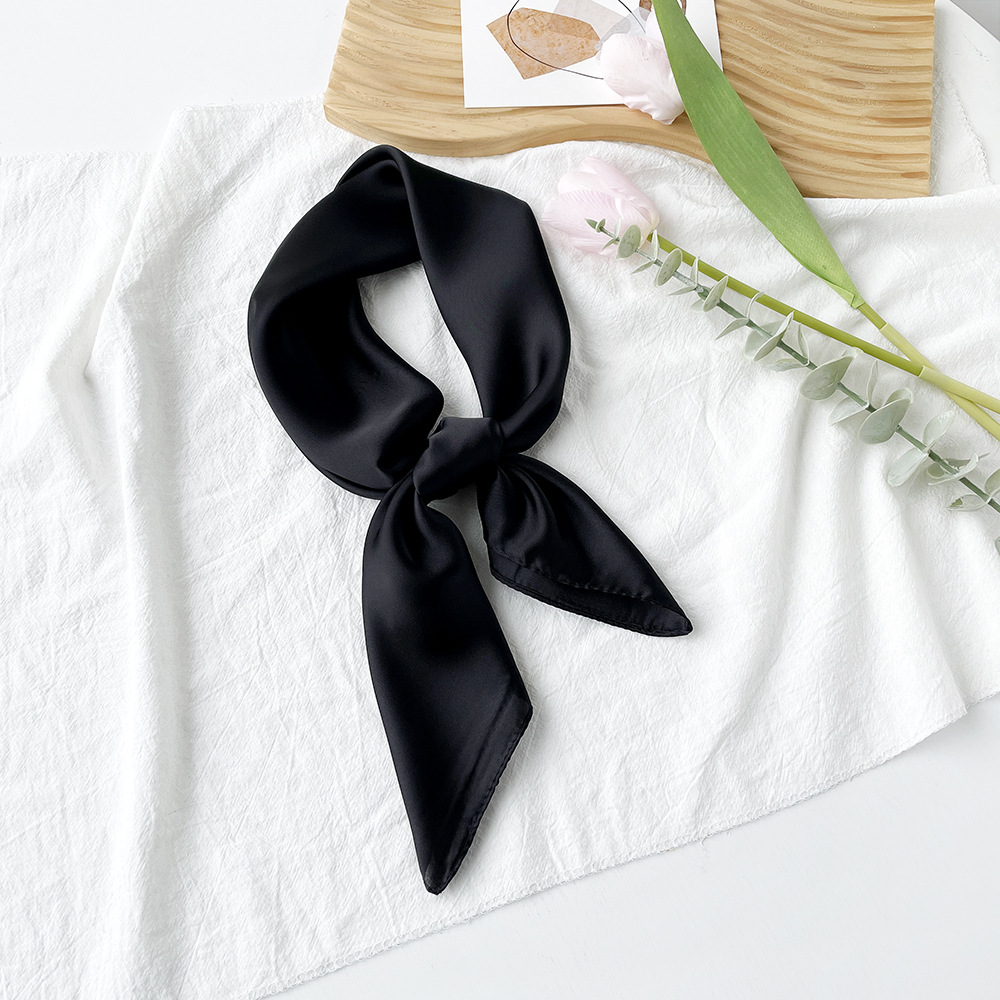 K990 New style silk scarf for women solid color small square scarf European and American imitation silk small scarf scarf headband factory wholesale