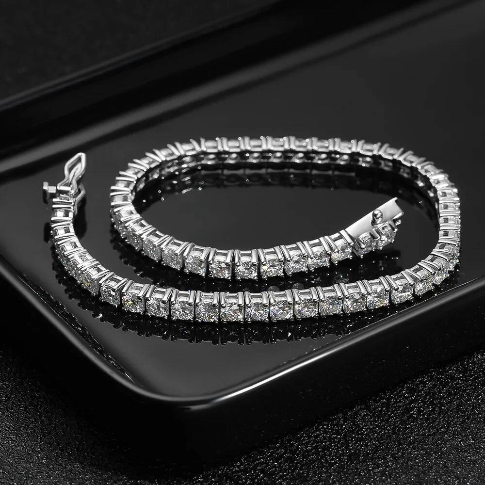 BXINY GRA Certified 3/4/5mm Moissanite Tennis Necklace S Sier Sparkling Lab Dia for Women Men Hiphop Party Gift Jewelry