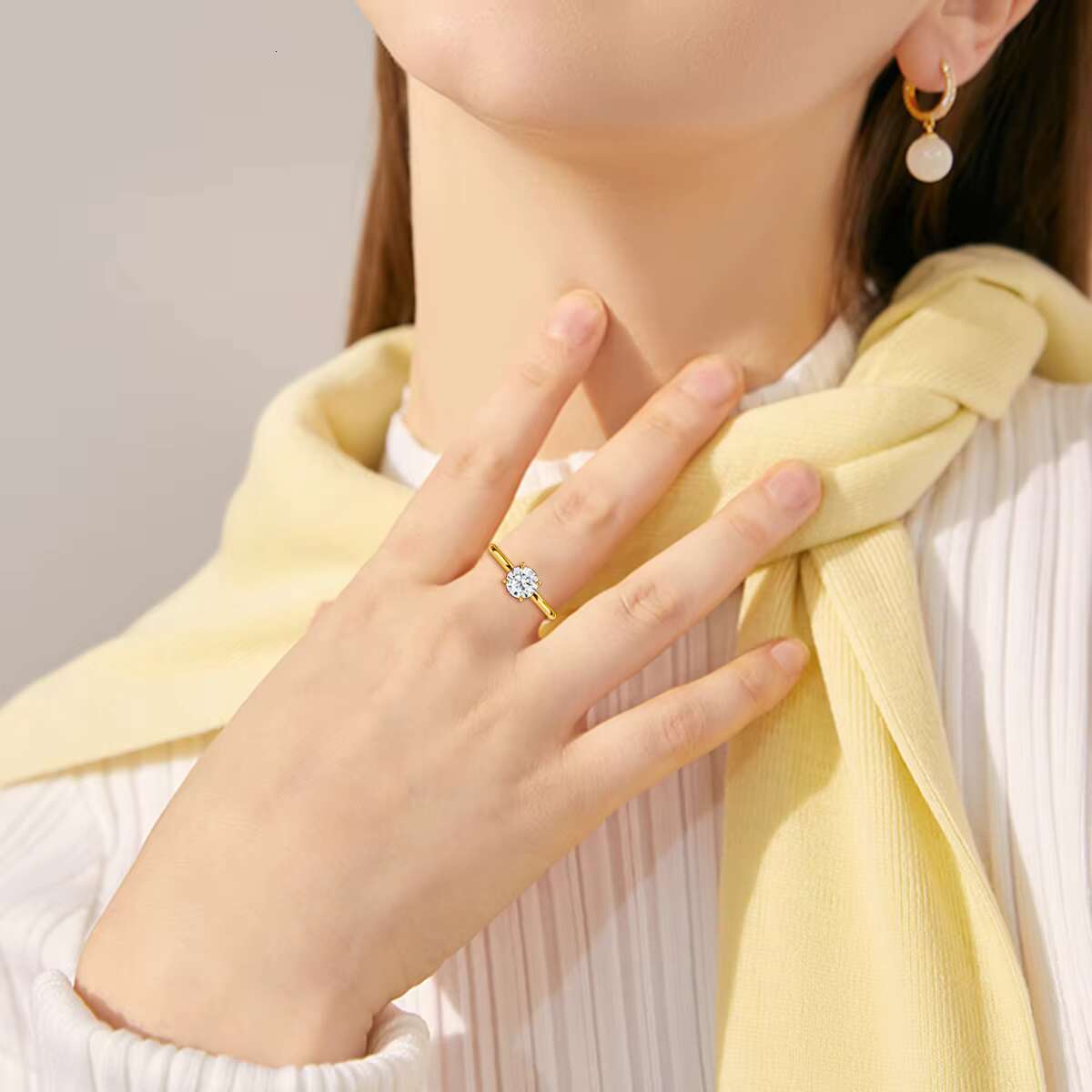Fine Gemstone Gold 18K 14K Hollow Diamond Engagment Wedding Jewelry Women Moissanite Ring