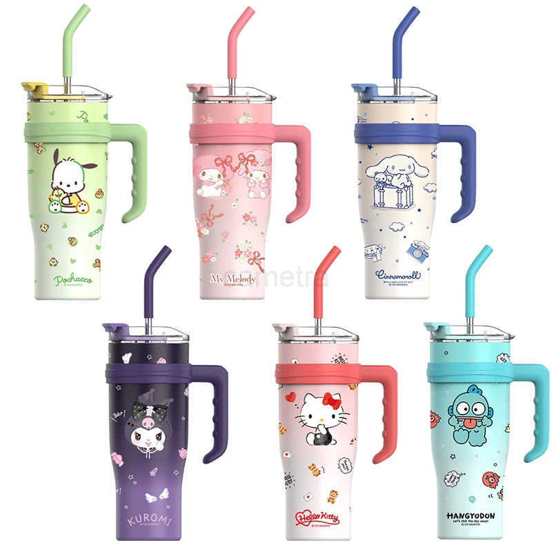 Sanrio Sanrio Big Mac Insulated Cup 304 Stainless Steel Large Capacity with Handle Thermos Bottle Hello Kitty Kuromi Melody Holiday Gift XJ250611