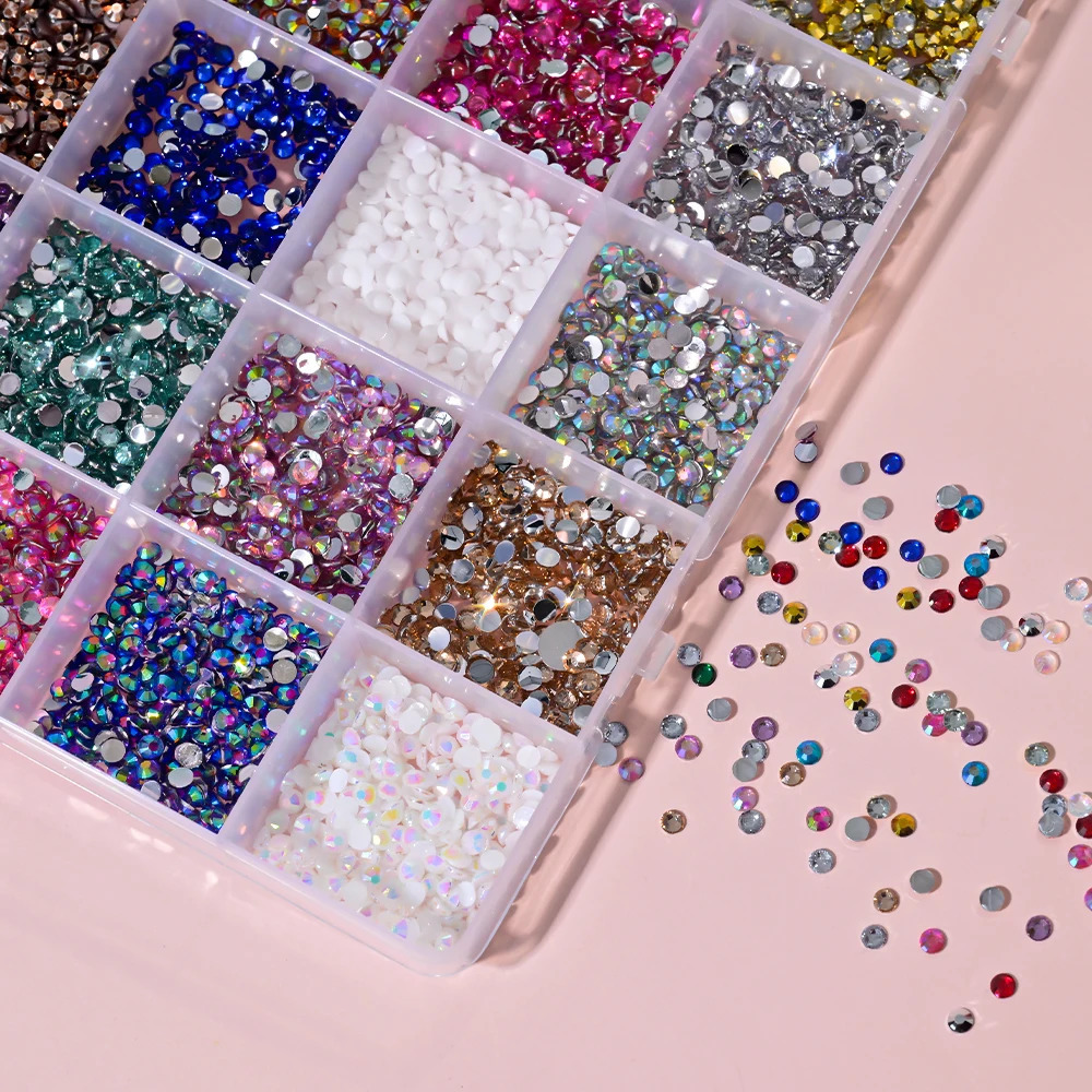 1Box 3D Colorful Round Nail Art s Flatback Galss Diamond Gems Jewelry Nails Charms DIY Makeup Manicure Accessories 1 250606