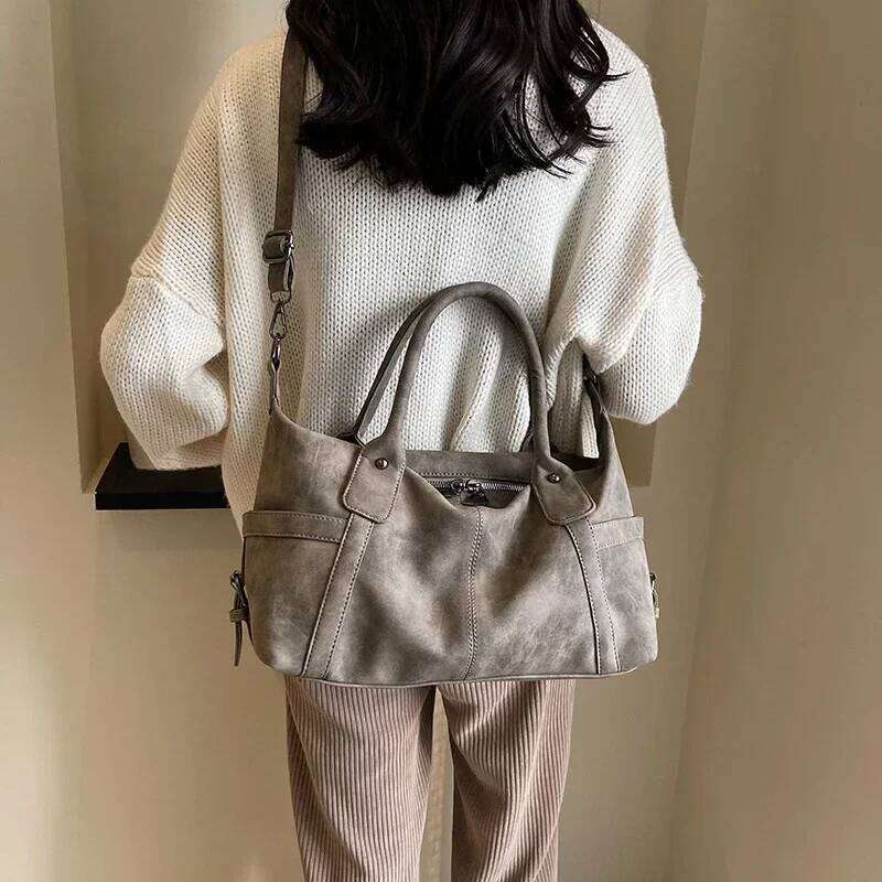 Retro Design PU Leather Shoulder Bags for Women Korean Fashion High Capacity Armpit Female Crossbody Bag Tote Handbags