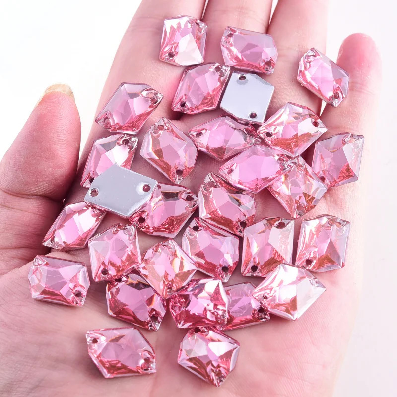GemStone Resin 16x20mm 50pcs Sew On Cosmic Crystal AB Flatback Sewing s with 2 Holes Strass for Garments 250606