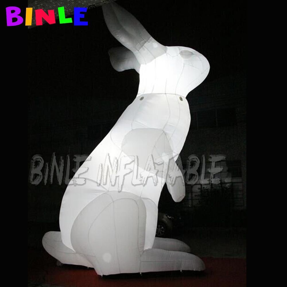 10m height (33ft) Custom advertising white giant inflatable rabbit/animal cartoon/inflatables easter bunny with led light for sale