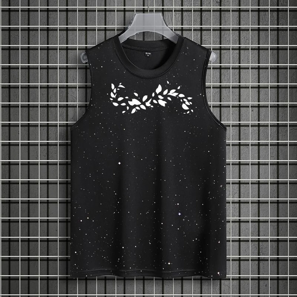 Summer Mens Y2k Graphic Cotton Sleeveless T-Shirt American Retro Fashion Trend Street Casual Loose Breathable Mens Tops 250611