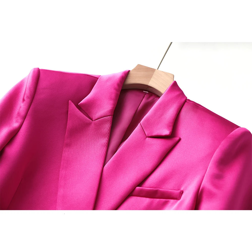 Smooth Satin Fabric Fusicha 3PCS Blazer Suit Fashion Elegant Street Mini Skirt Women Quality Clothing 250610