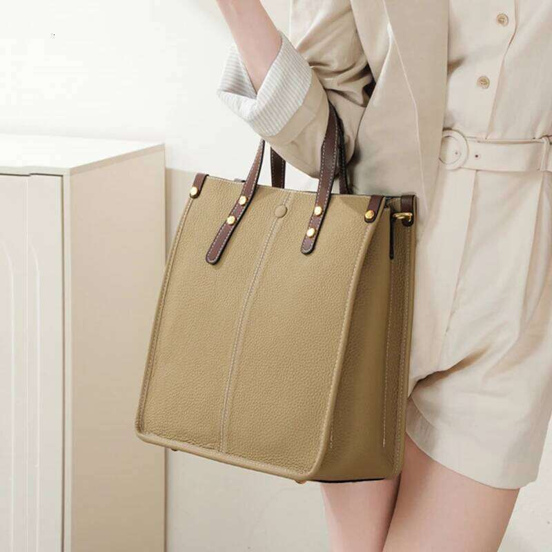 Hifashion 3 Layers Genuine Leather Vertical Tote Handbags For Women 2025 Trend Designer Commuting Ladies Shoulder Crossbody Bags