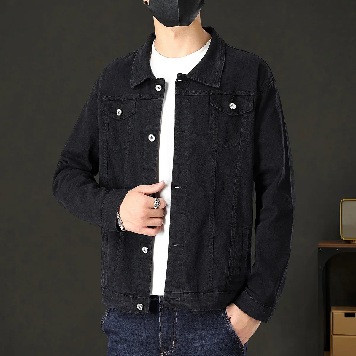 Mens Denim Jacket Slim Fit Fashion Jeans Jackets Pocket Jacket Coat Men Male Spring Autumn Classic Yellow White Coat 250611