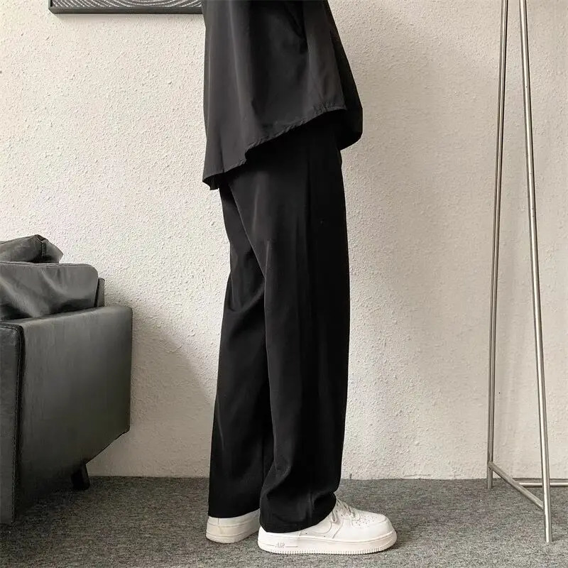 BrownBlack Suit Pants Men Fashion Society Mens Dress Korean Loose Straight Casual Office Formal Trousers S3XL 250610